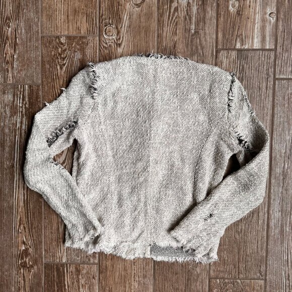 IRO Agnette Tweed Jacket Distressed Boucle Long Sleeve Women 38 Zip Chambray - Picture 8 of 8